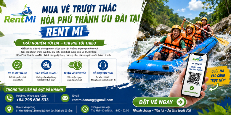 Mua vé trượt thác Hòa Phú Thành liên hệ ngay RENT MI