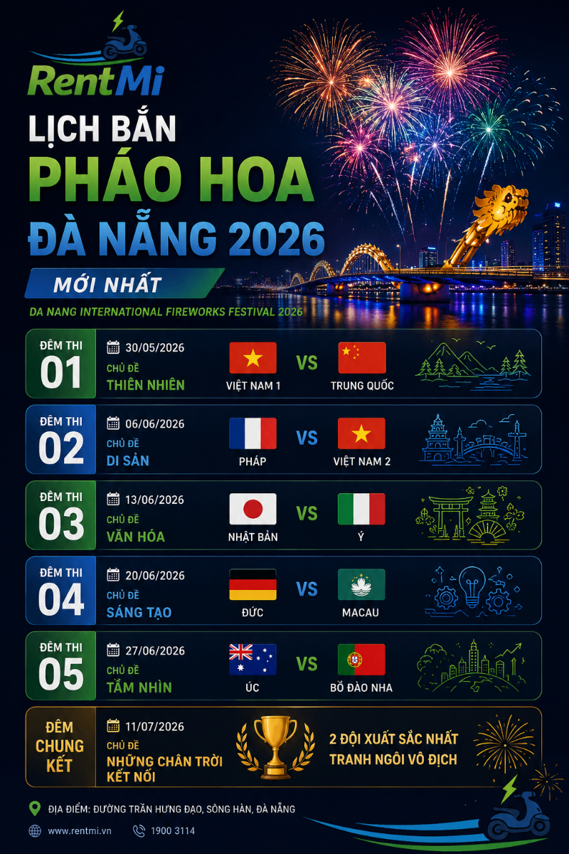 Lịch bắn pháo hoa quốc tế Đà Nẵng 2026