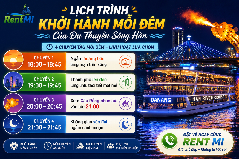 Lịch trình khởi hành mỗi đêm