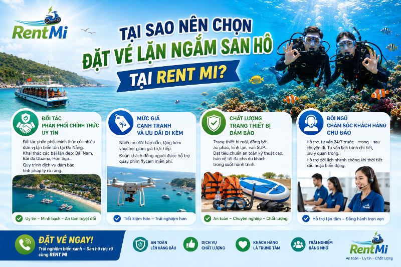 Tại sao nên mua vé lặn ngắm san hô tại RENT MI